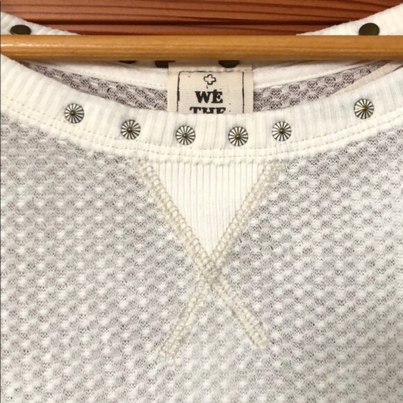 New We The Free star studded wide neck boatneck bateau waffle semisheer tunic - Picture 8 of 14